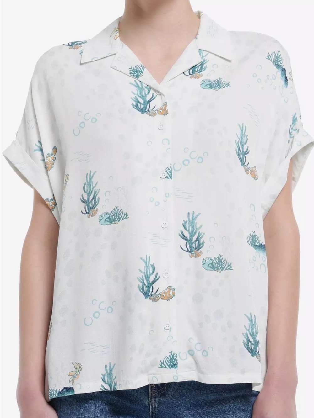 Disney Pixar Finding Nemo Dolman Woven Top Blue & Orange Large
